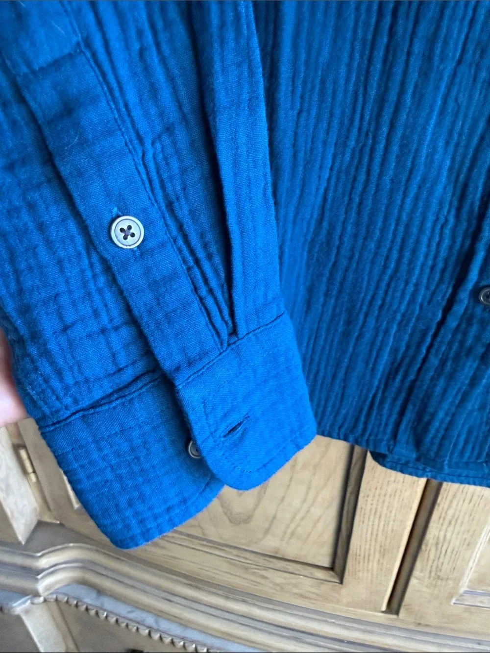 J. Crew Textured Button-Down Shirt in Cobalt Blue